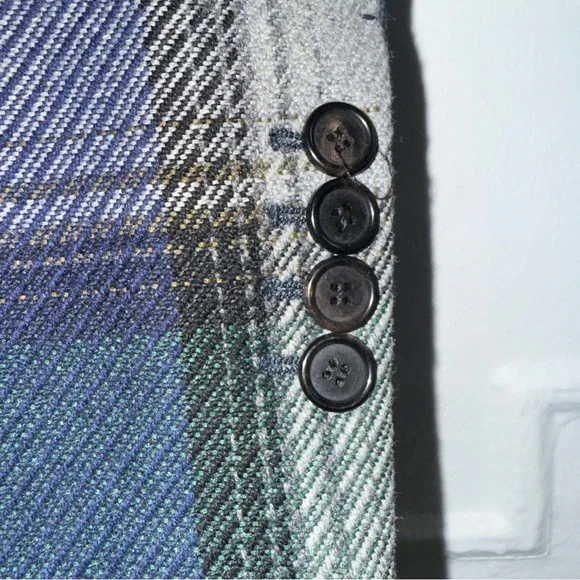 Acne Studios Oversized Plaid Wool Blend Coat in Navy, Grey & Green size US38 - Picture 11 of 14